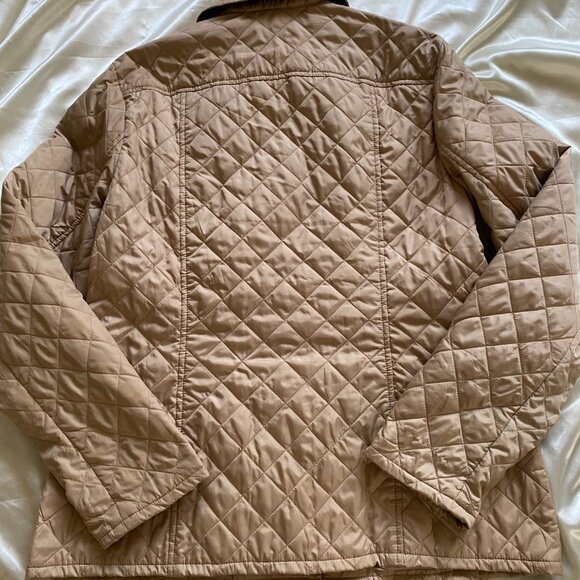 Brooks Brothers 346 Women\'s Tan Quilted Puffer Jacket Size 14 Outdoor Equestrian